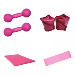 Kit Treino Academia Halter │ 1 Kg + Colchonete + Kit Theraband