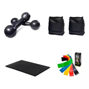 Kit Treino Academia Halter │ 1 Kg + Colchonete + Kit Theraband